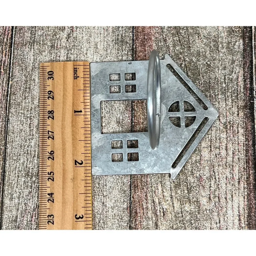 Galvanized Metal House Napkin Rings Set of 6 Farmhouse Cottage Table Decor